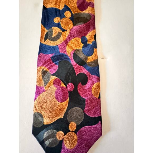 VTG Disney Mickey Mouse Tie Silk Purple Blue Swirl Abstract 90s Fathers Day Gift - Picture 4 of 9
